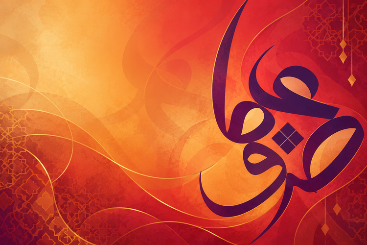 Surah Ar-Rahman canvas wall art collection banner in amber, crimson and gold calligraphic pattern